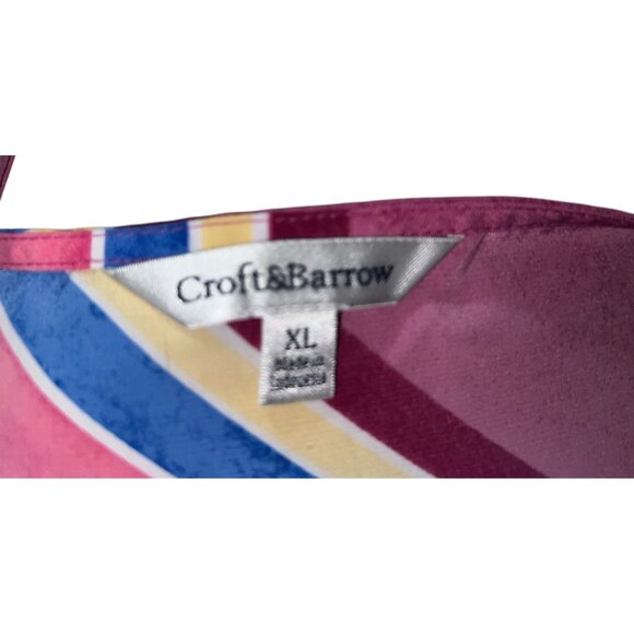 Croft & Barrow Womens Sz XL Sleeveless Multicolor Striped Tank Top Blouse - Picture 3 of 11